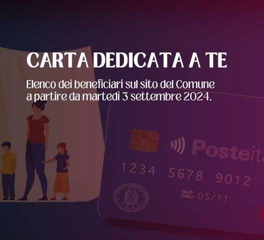 “CARTA DEDICATA A TE”  2024- Elenco definitivo dei beneficiari